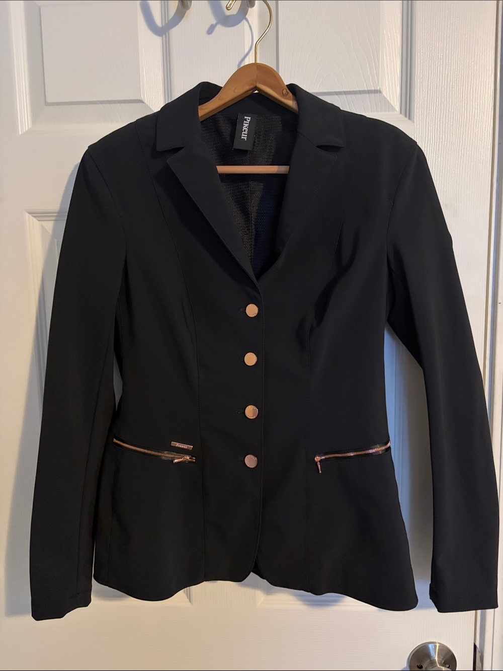Pikeur Black Dressage Show Coat with Rose Gold Accents